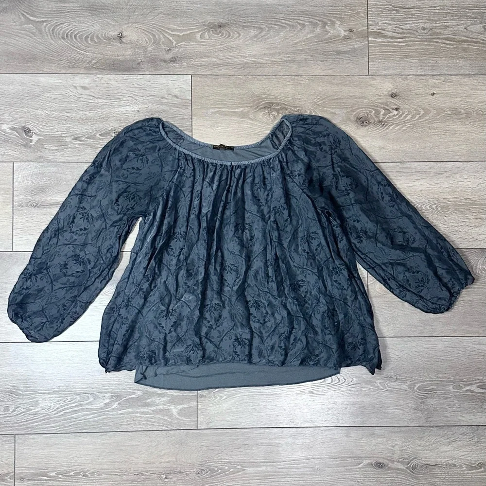 Piazza Roma Italian Silk Blend Sheer Blouse - Picture 2 of 12